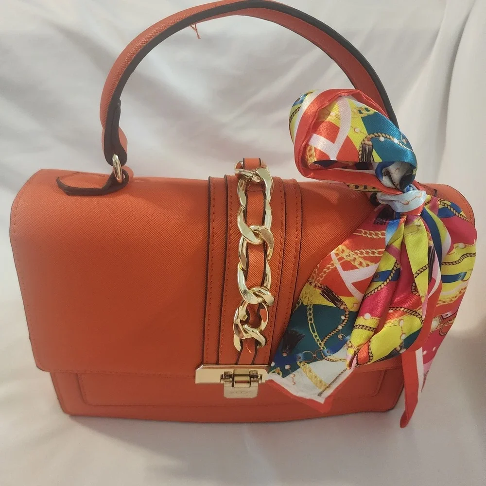 ALDO Anniebrook Crossbody Orange Faux Leather Satchel